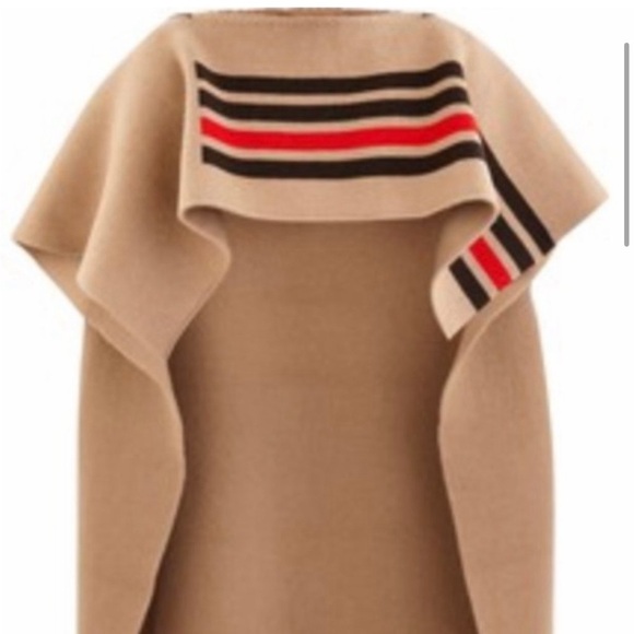 Burberry cape, beige striped - Picture 3 of 5